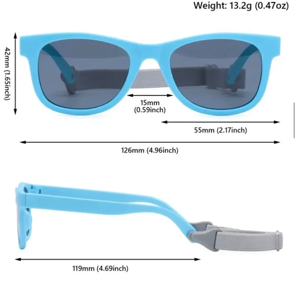 New baby toddler polarized sunglasses, strap 0-24 months